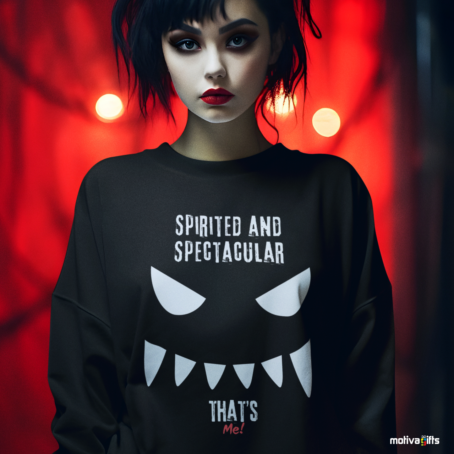 Women wearing a Spirited and Spectacular It's Me Unisex black Crewneck Sweatshirt