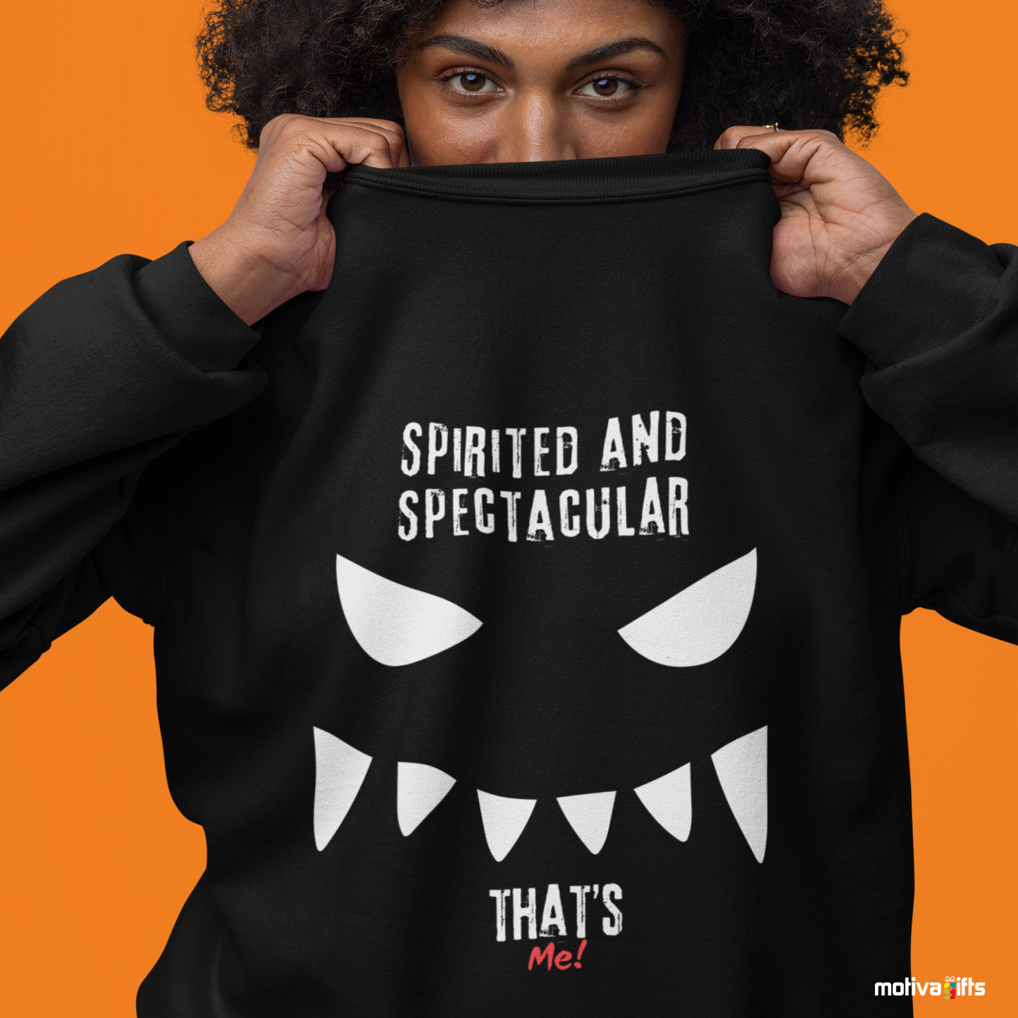 Women wearing a Spirited and Spectacular It's Me Unisex black Crewneck Sweatshirt