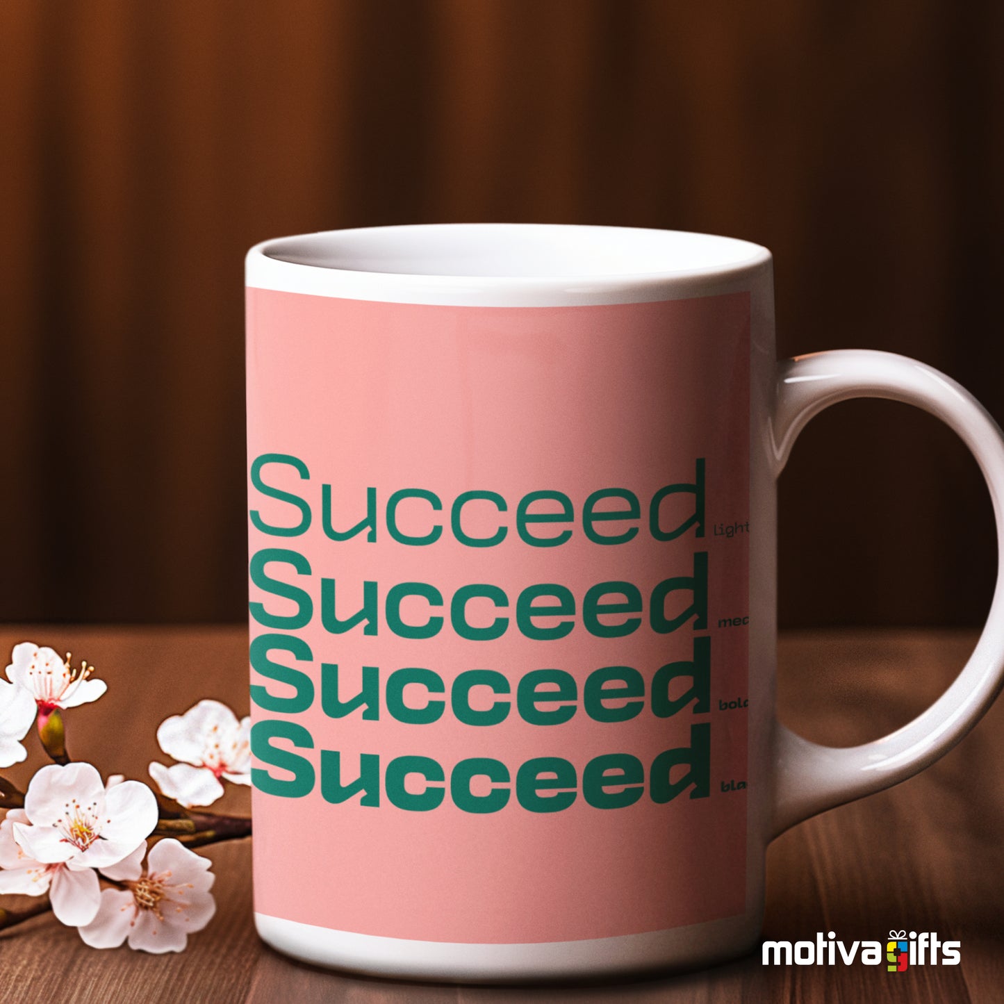 Succeed Motivate Words Salmon Right View - Motiva Gifts