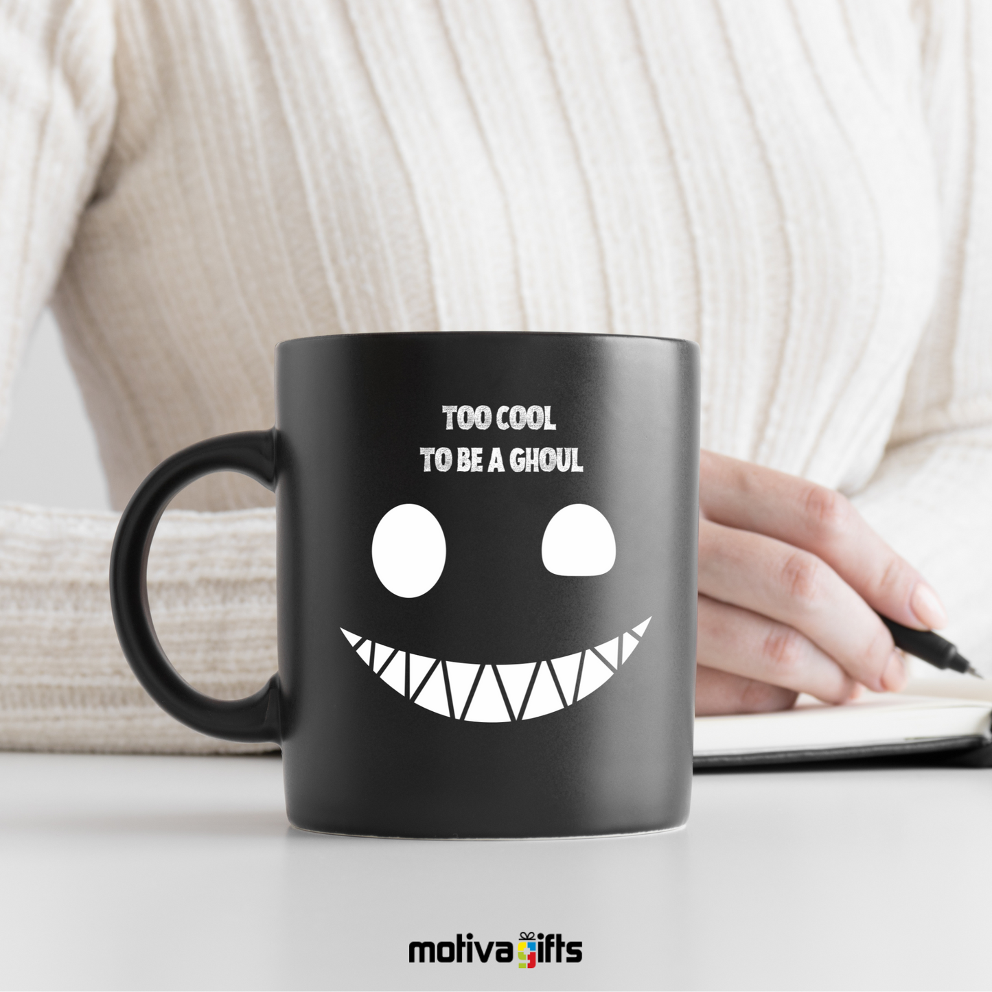 Too Cool to Be a Ghoul Mug,Black,11 oz, Motiva Gifts