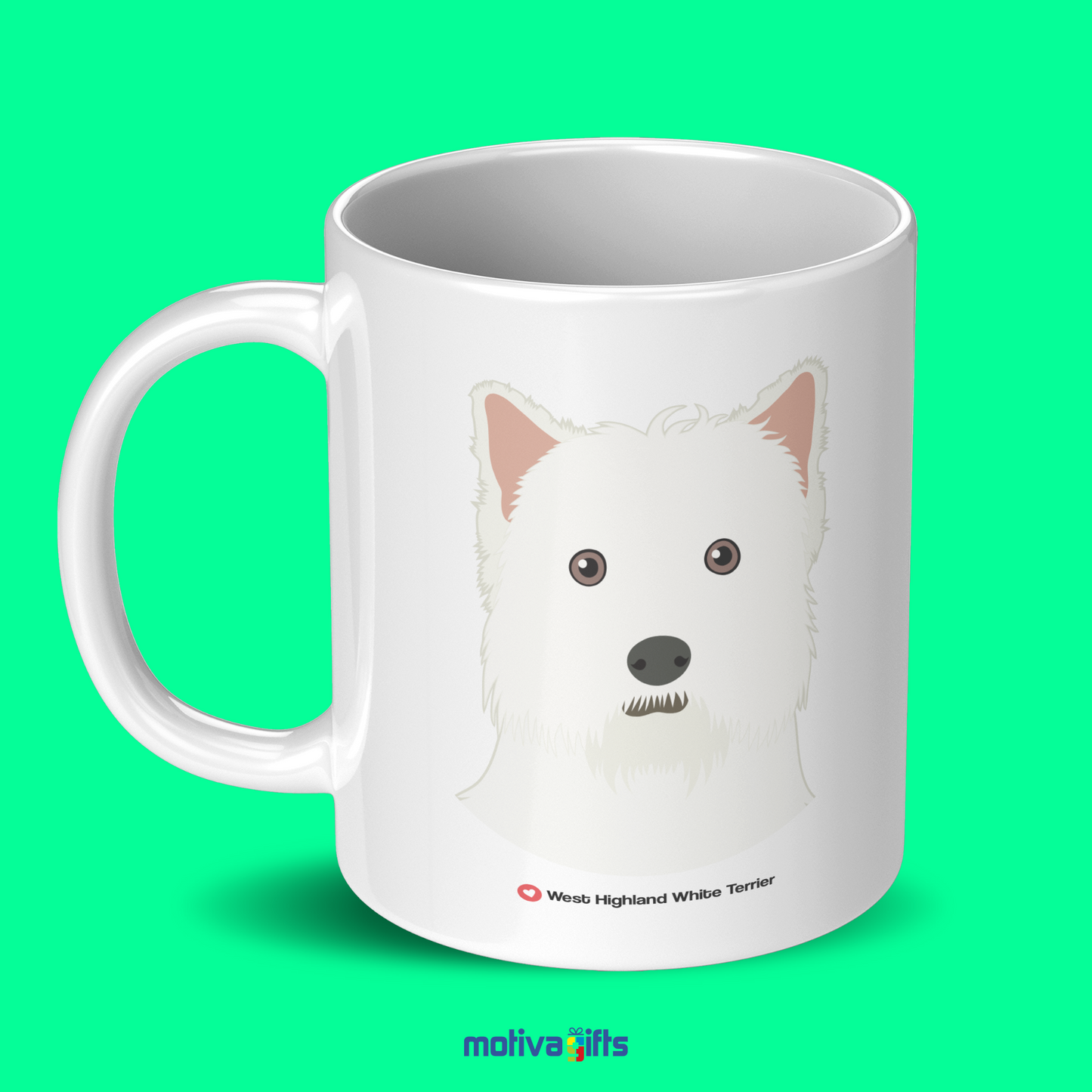 Discover the Love Dog Collection at Motiva Gifts - Featuring a  West Highland White Terrier  design, 11 oz Ceramic Mug. Our white ceramic mug is perfect for both hot and cold beverages, and it is dishwasher, microwave safe. Available at Motiva Gifts - Shop Now!