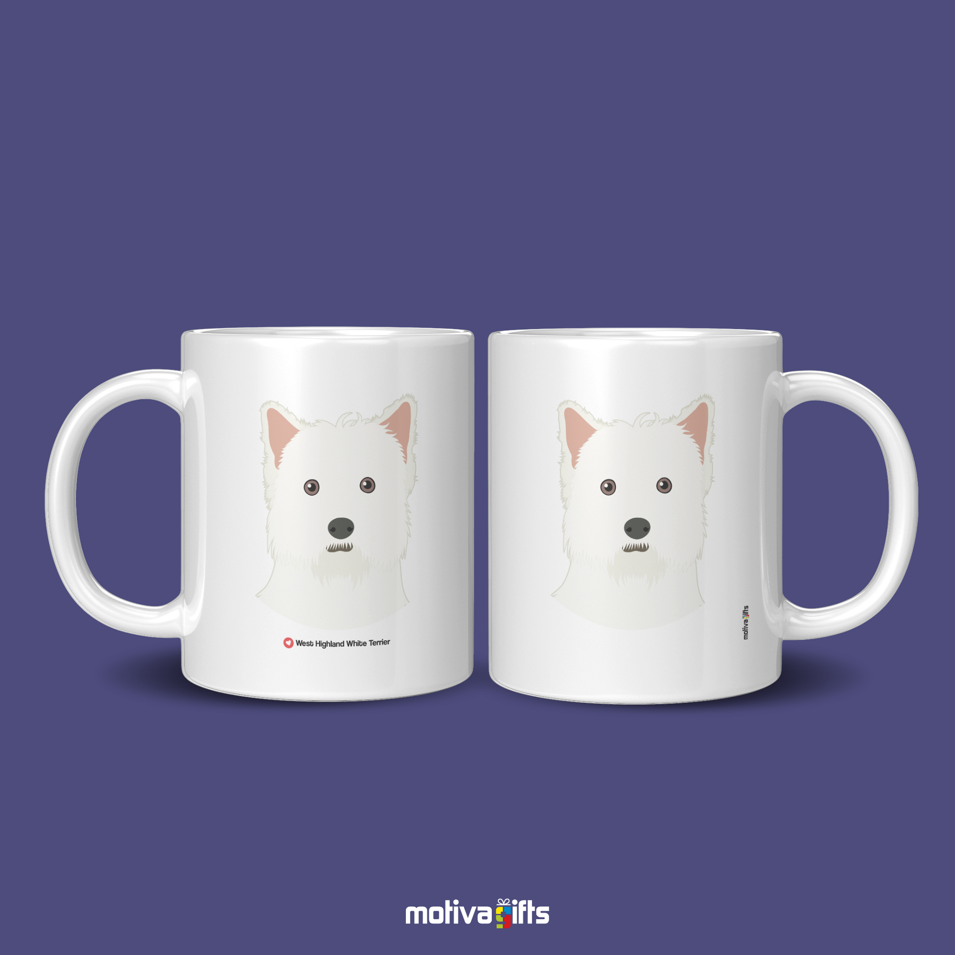 Discover the Love Dog Collection at Motiva Gifts - Featuring a  West Highland White Terrier  design, 11 oz Ceramic Mug. Our white ceramic mug is perfect for both hot and cold beverages, and it is dishwasher, microwave safe. Available at Motiva Gifts - Shop Now!