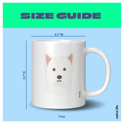 Size Guide image White ceramic Mug 11 oz: 3.7Hx3.7W