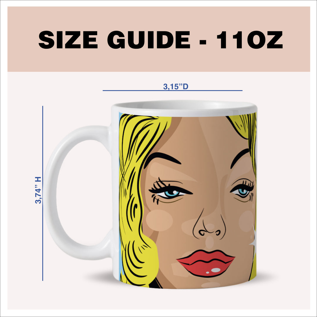 Size guide - 11 oz mug - 3.74H x3.15D