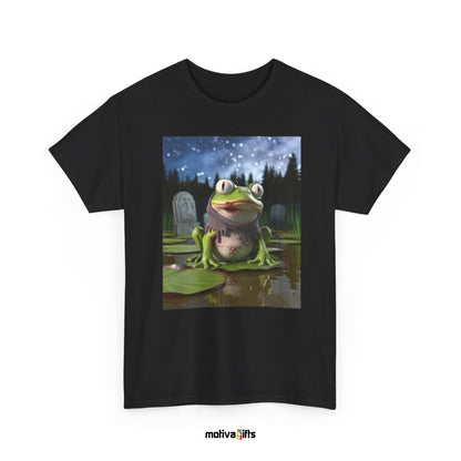 Unisex black Shirt featuring a design of a Zombie Frog Moonlight 