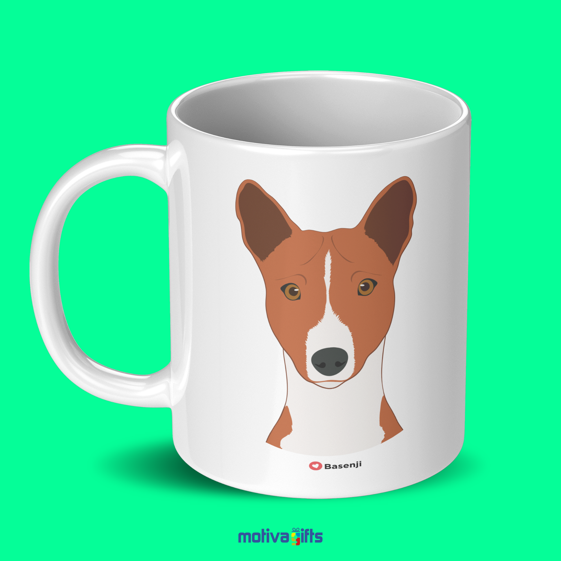 Basenji white 11oz Mug-Left view-Motiva Gifts