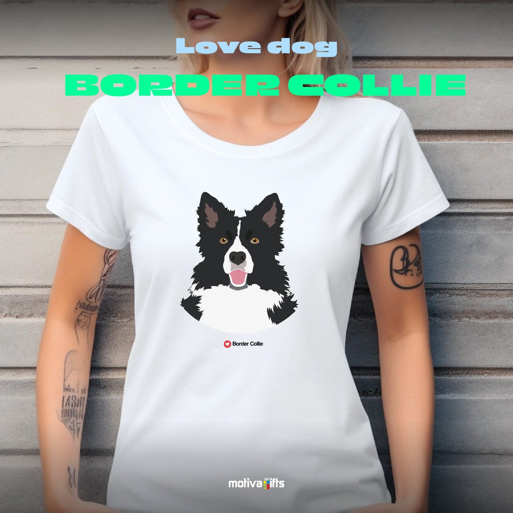 Border Collie Tshirt Love Dogs T - Shirt - #product_colour# #product_position# Motiva Gifts