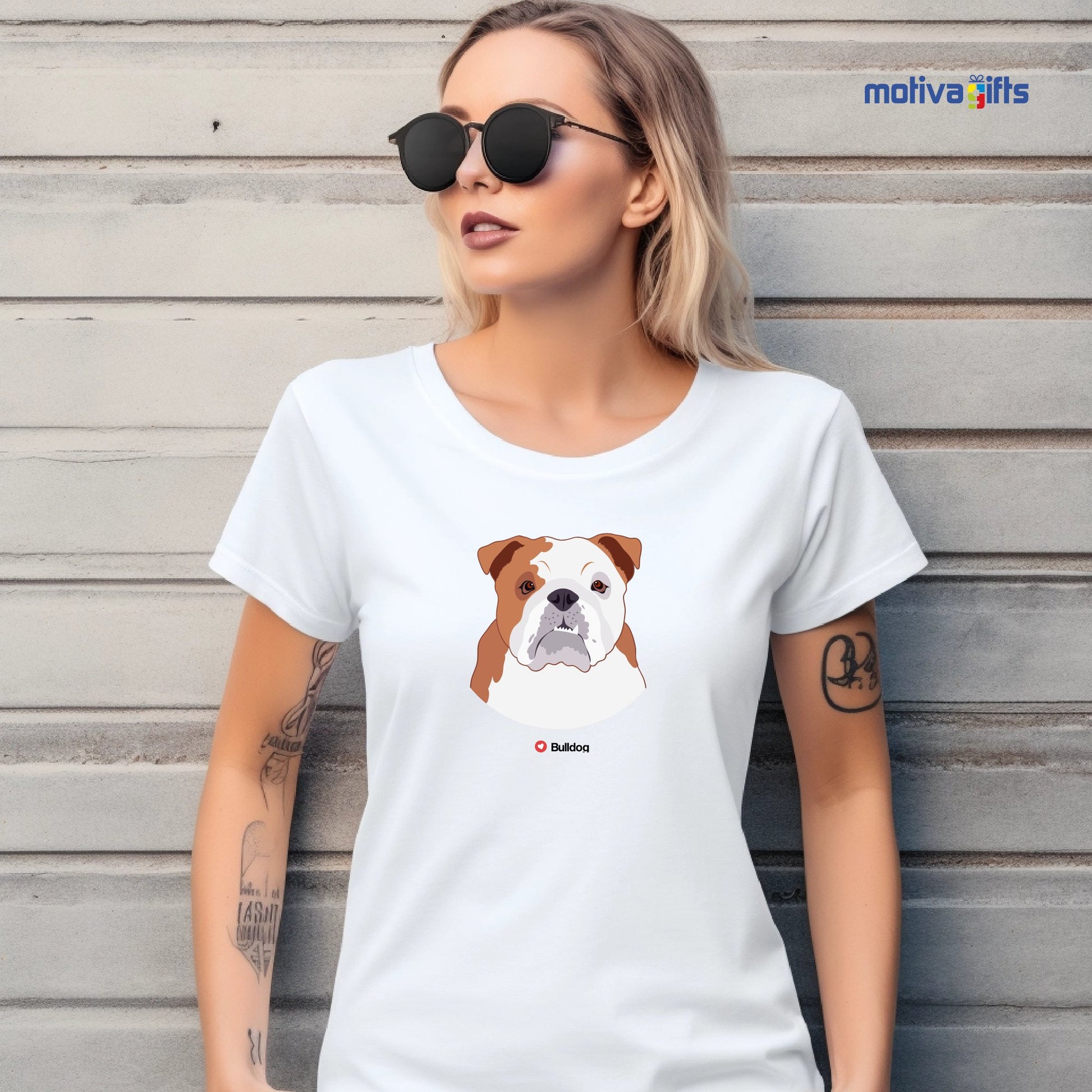 Bulldog Tshirt Love Dogs T - Shirt - #product_colour# #product_position# Motiva Gifts