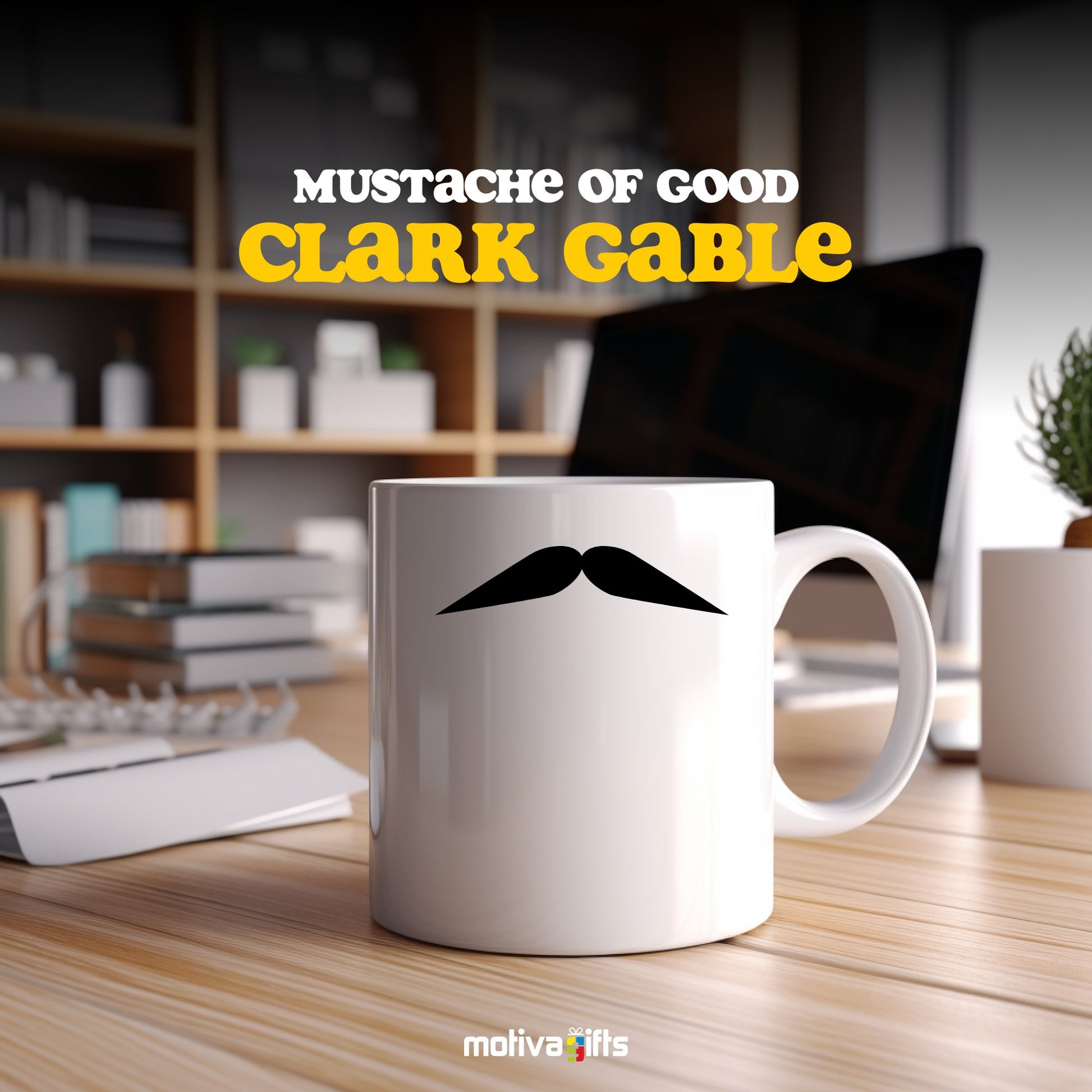 Clark Gable Mustache Coffee Mug Mug - #product_colour# #product_position# Motiva Gifts