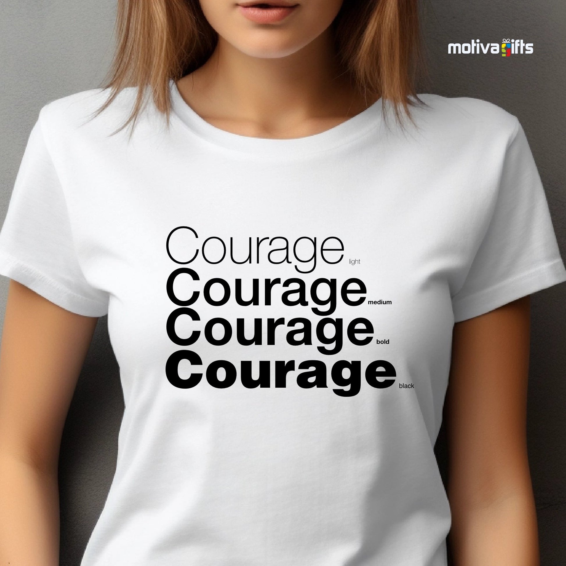 Courage Black Words Collection T - shirt T - Shirt - #product_colour# #product_position# Motiva Gifts