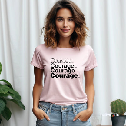 Courage Black Words Collection T - shirt T - Shirt - #product_colour# #product_position# Motiva Gifts