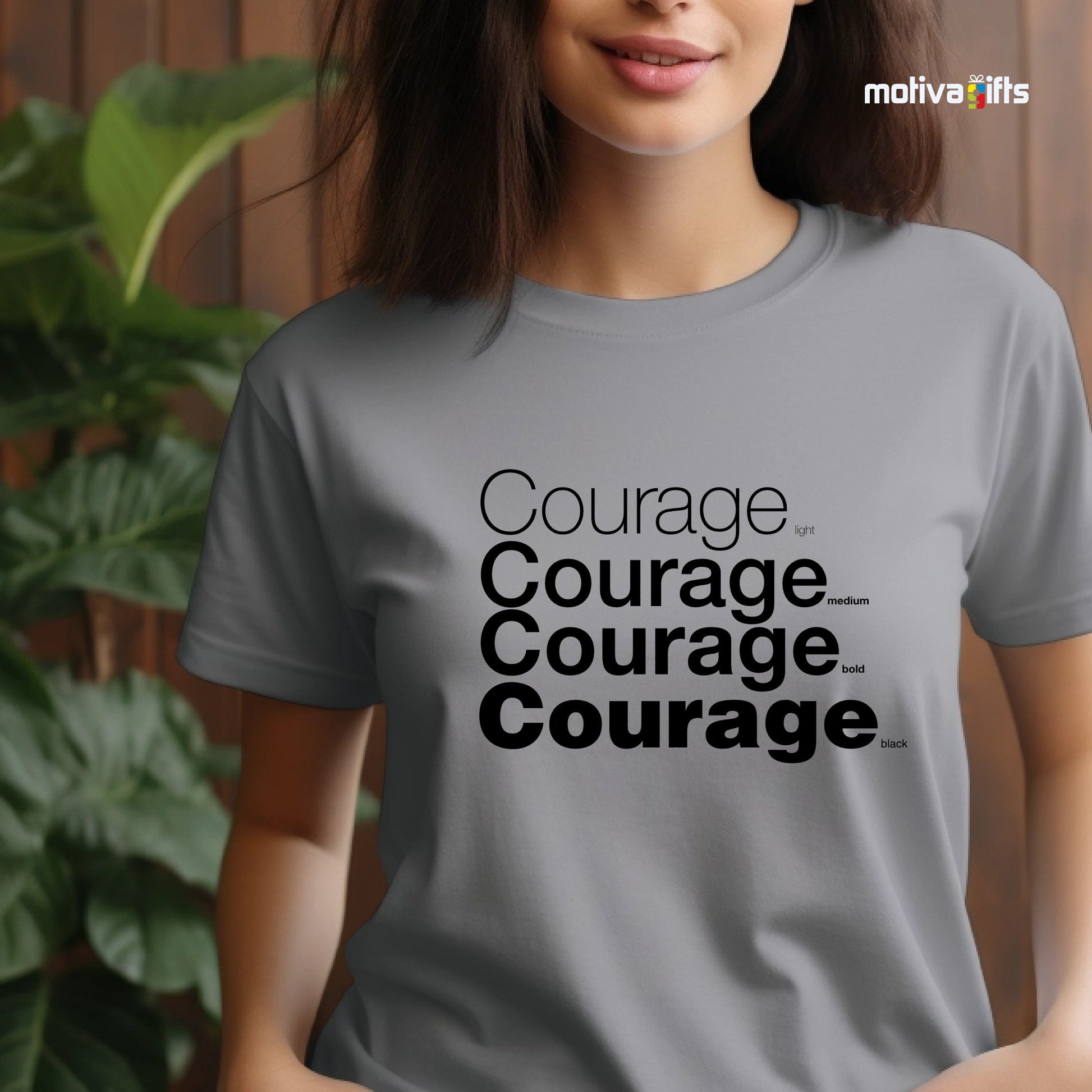 Courage Black Words Collection T - shirt T - Shirt - #product_colour# #product_position# Motiva Gifts