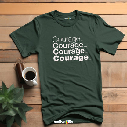 Courage White Words Collection T - shirt T - Shirt - #product_colour# #product_position# Motiva Gifts