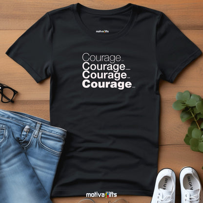 Courage White Words Collection T - shirt T - Shirt - #product_colour# #product_position# Motiva Gifts