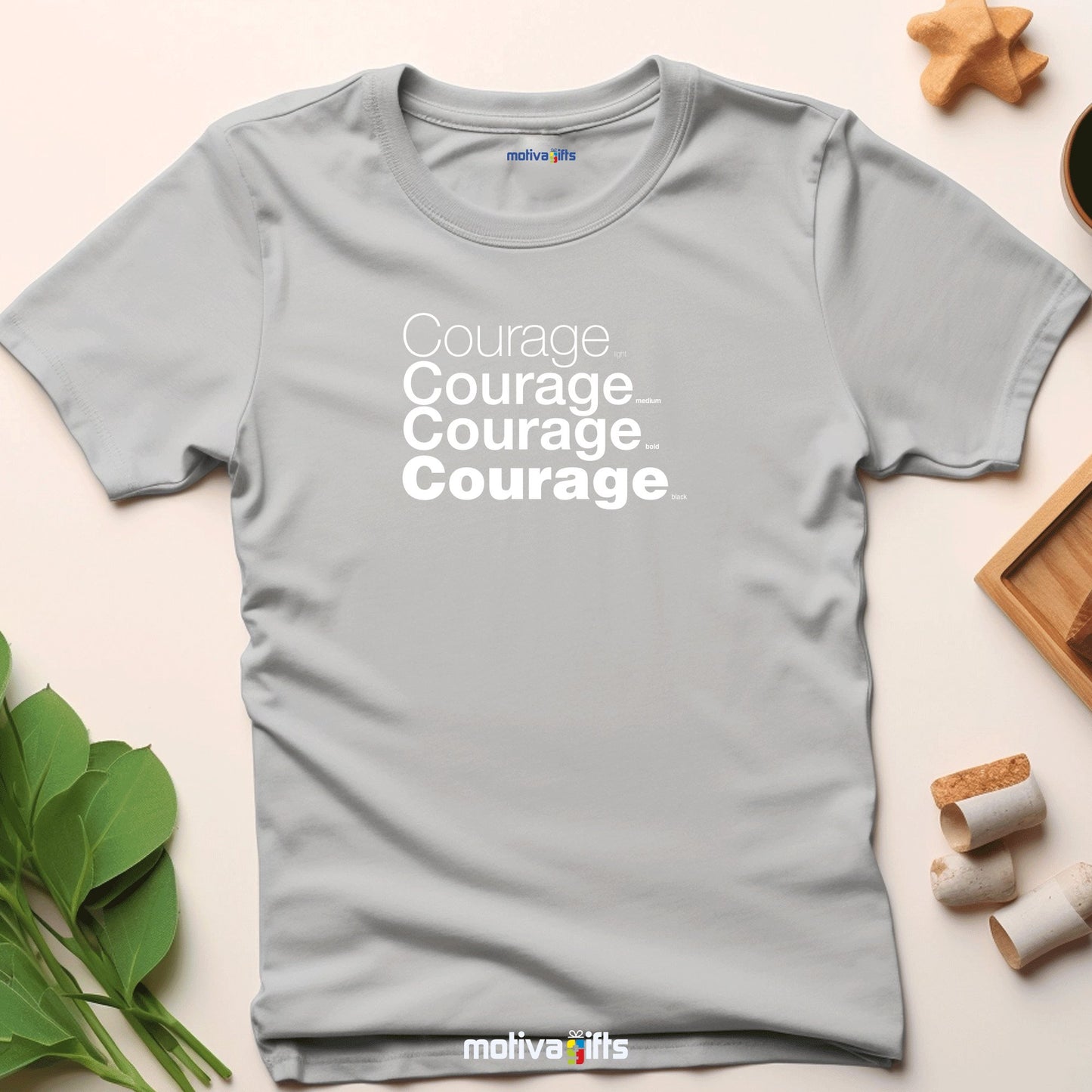 Courage White Words Collection T - shirt T - Shirt - #product_colour# #product_position# Motiva Gifts