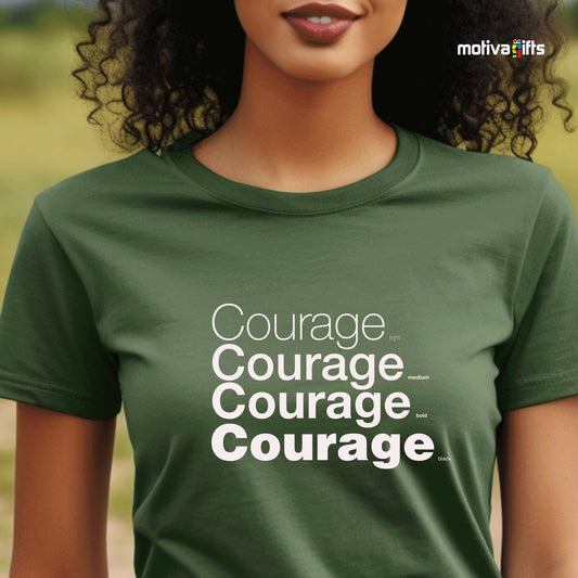 Courage White Words Collection T - shirt T - Shirt - #product_colour# #product_position# Motiva Gifts