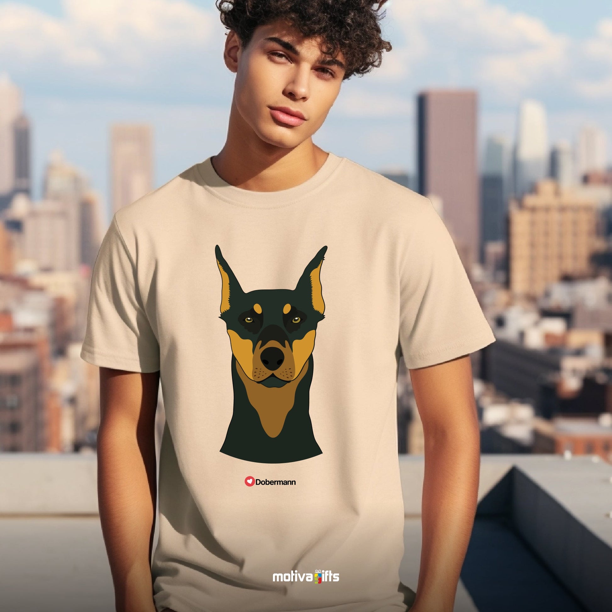 Dobermann Tshirt Love Dogs T - Shirt - #product_colour# #product_position# Motiva Gifts