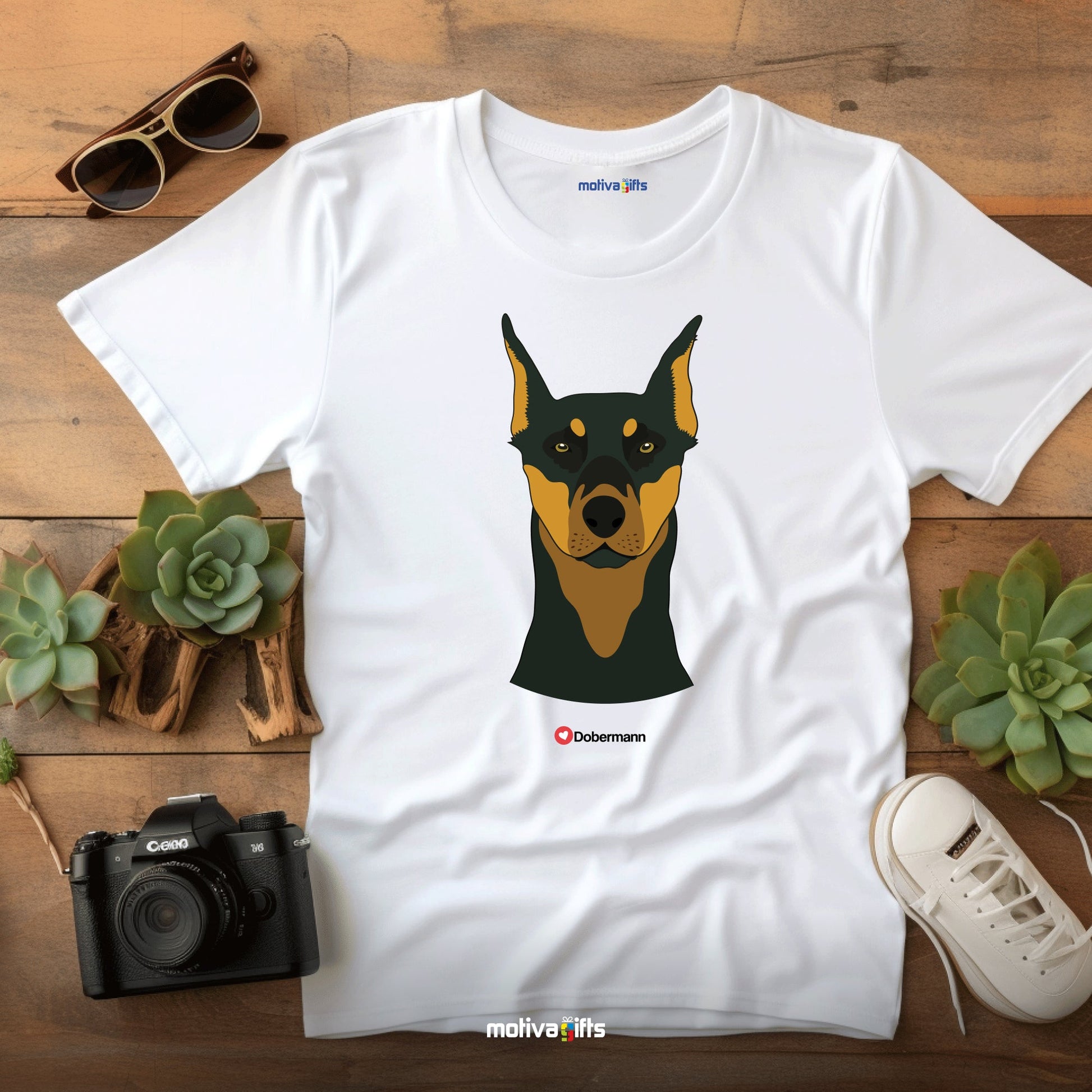 Dobermann Tshirt Love Dogs T - Shirt - #product_colour# #product_position# Motiva Gifts