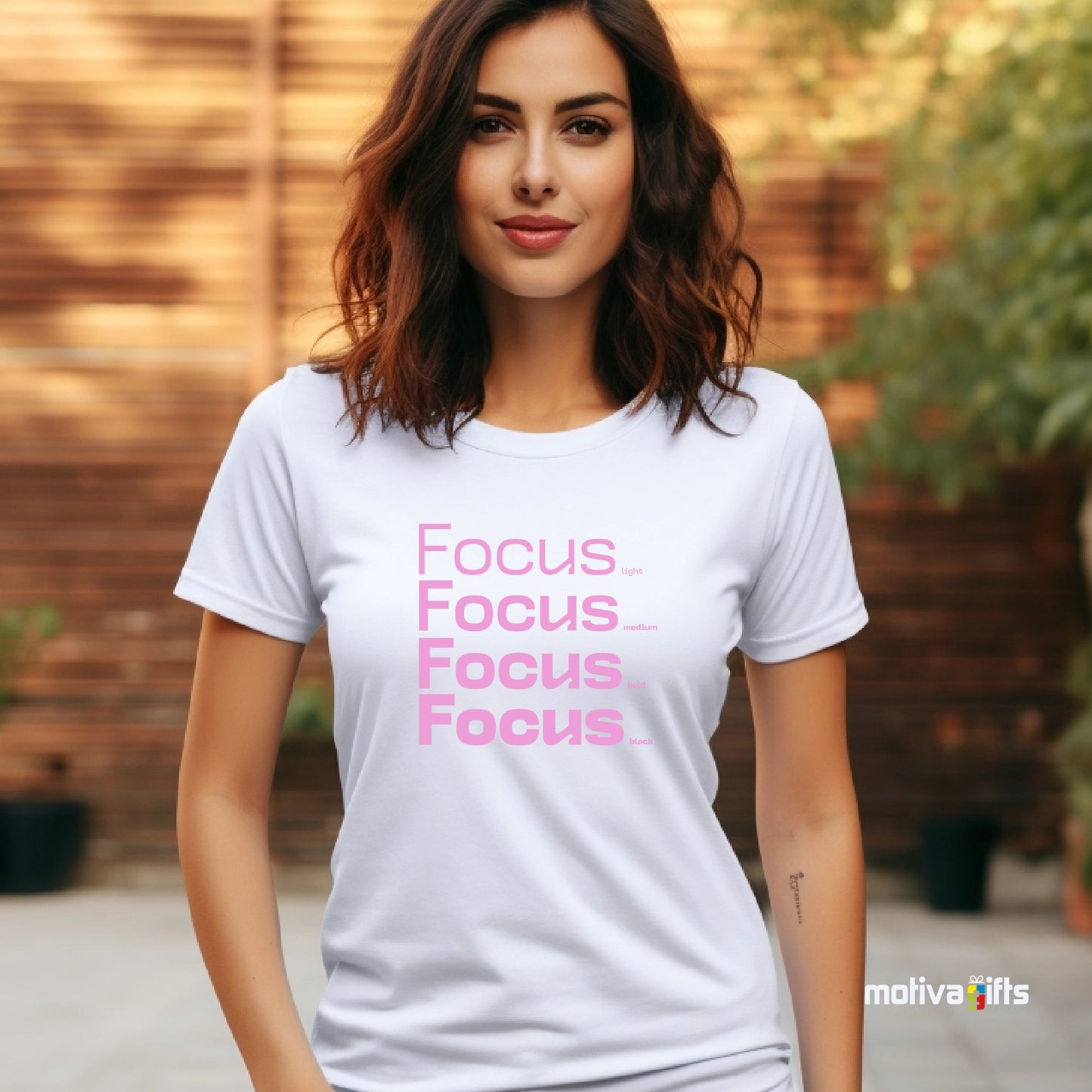 Focus Pink Words Collection T - shirt T - Shirt - #product_colour# #product_position# Motiva Gifts