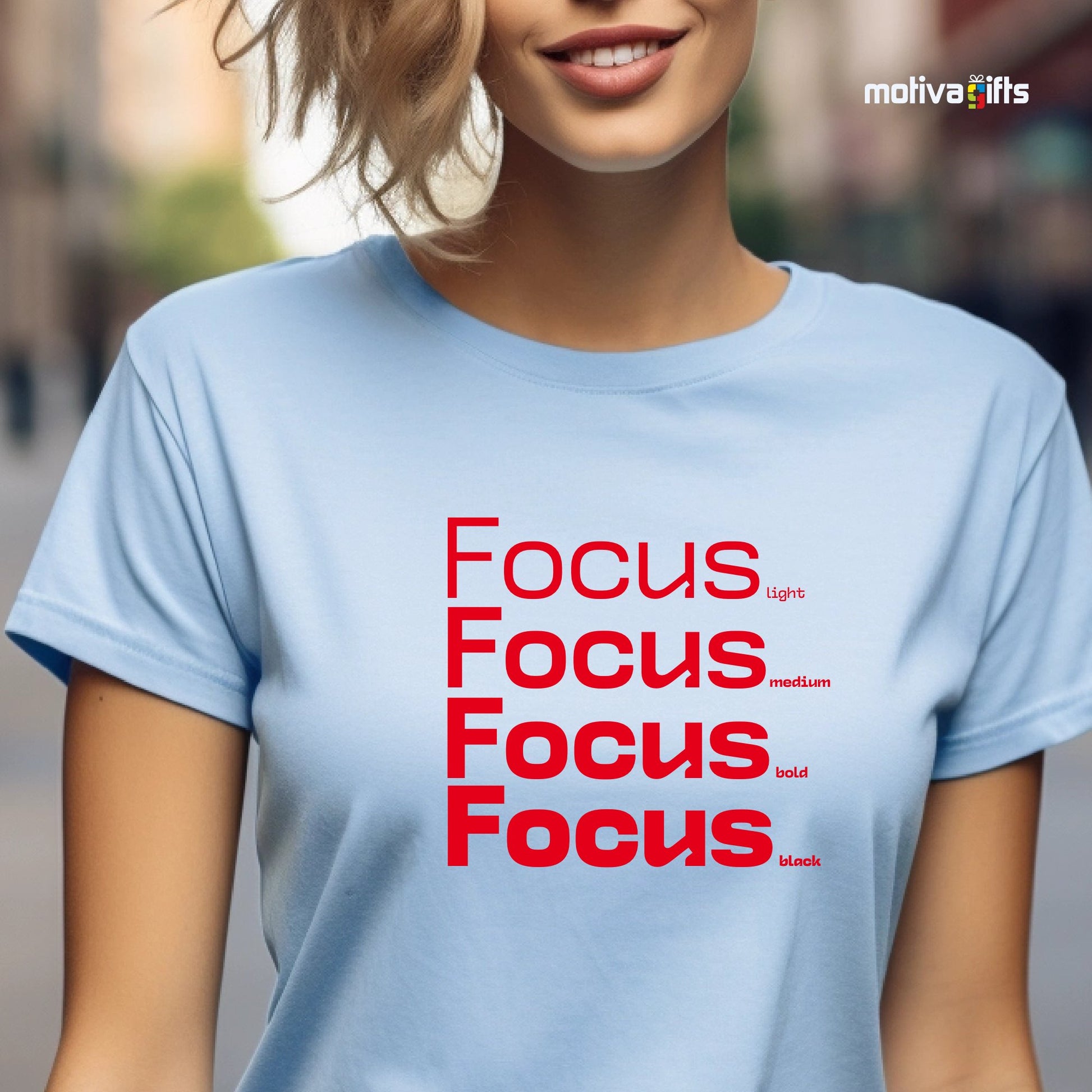 Focus Red Words Collection T - shirt T - Shirt - #product_colour# #product_position# Motiva Gifts