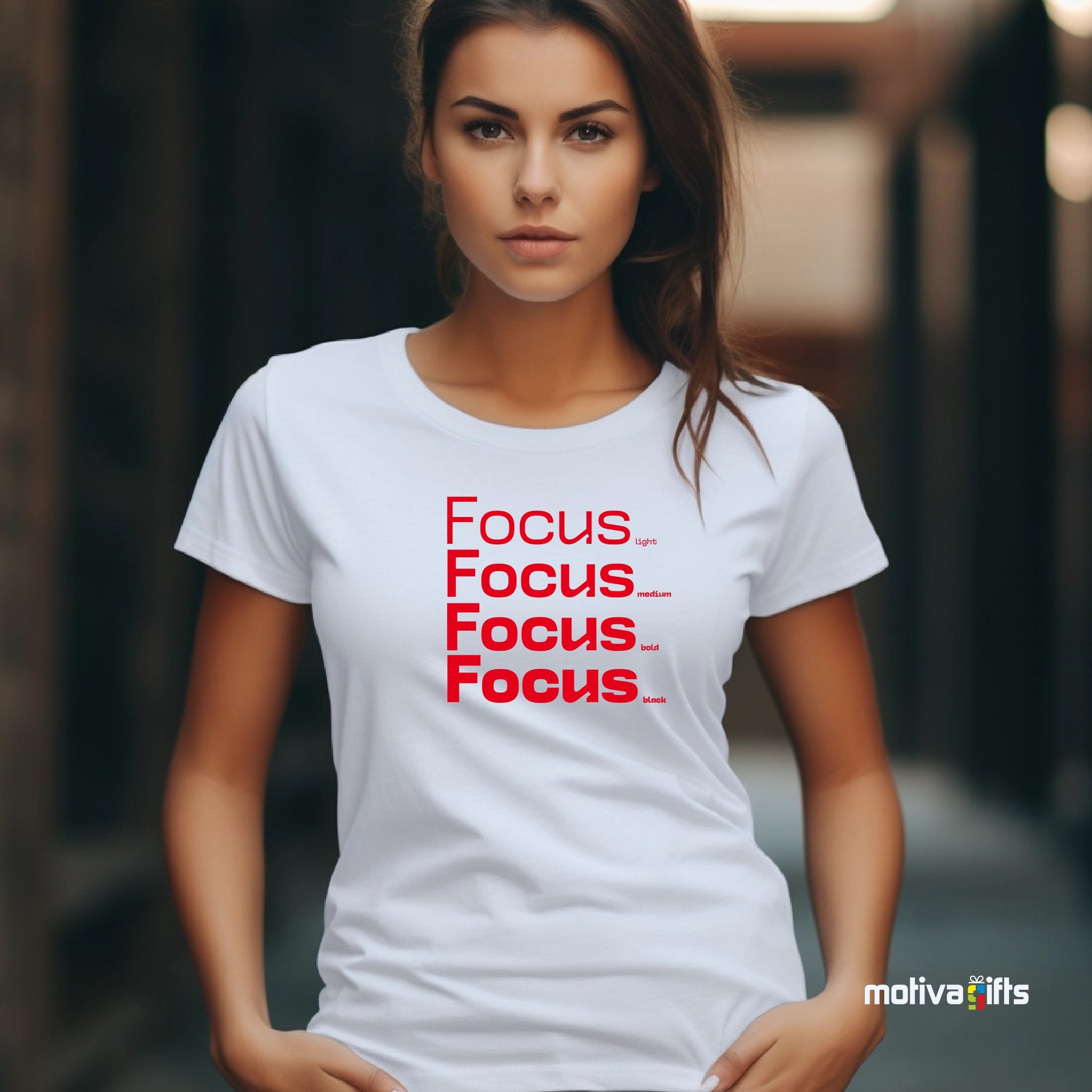 Focus Red Words Collection T - shirt T - Shirt - #product_colour# #product_position# Motiva Gifts