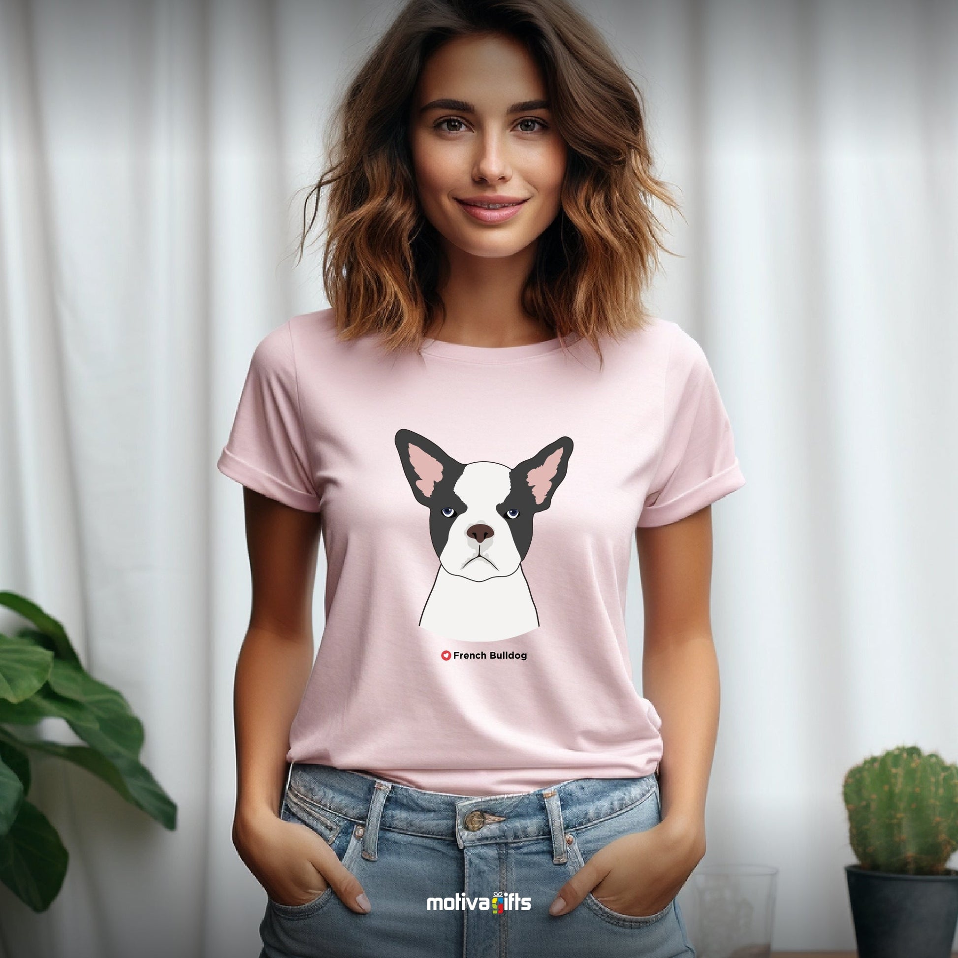 French Bulldog Tshirt Love Dogs T - Shirt - #product_colour# #product_position# Motiva Gifts