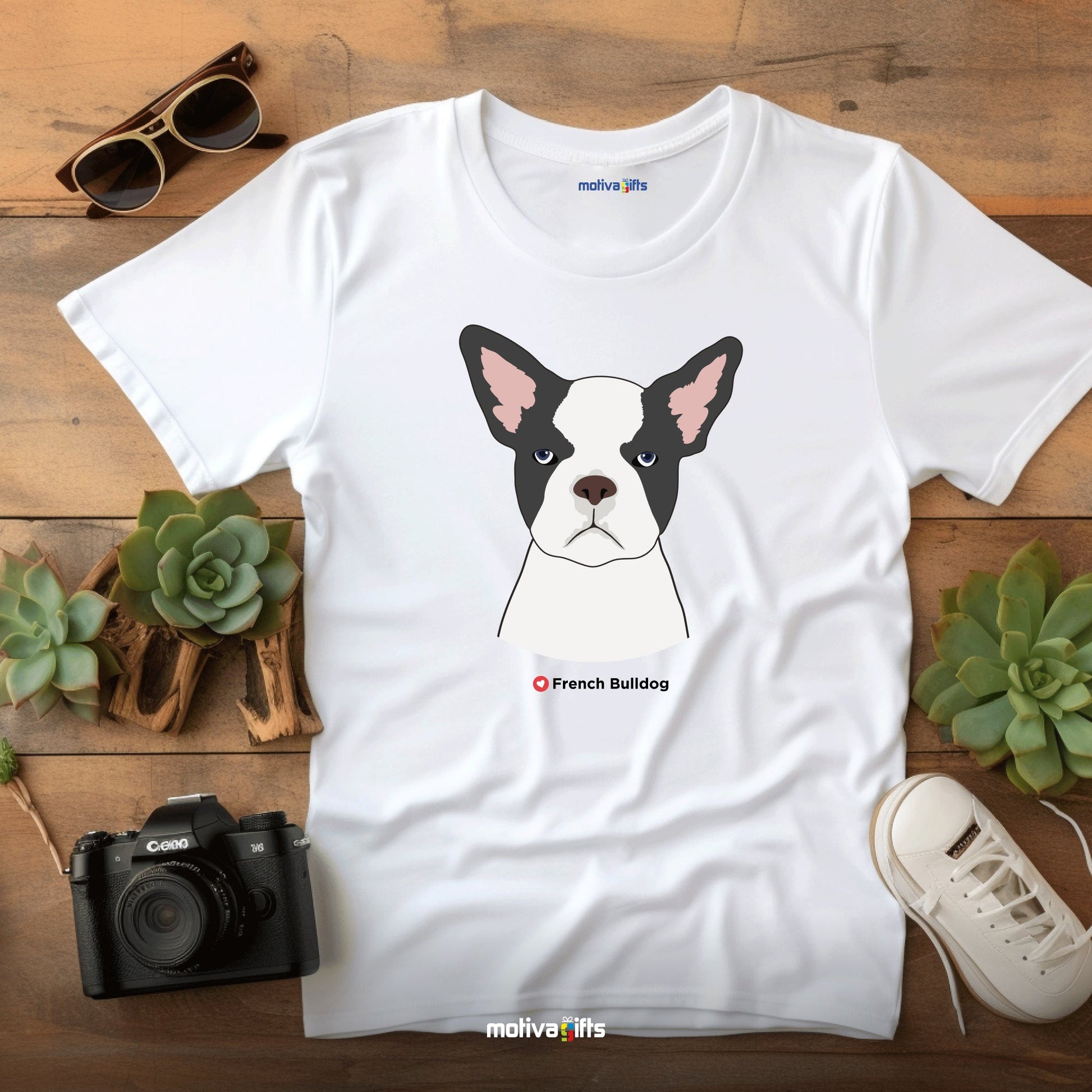 French Bulldog Tshirt Love Dogs T - Shirt - #product_colour# #product_position# Motiva Gifts