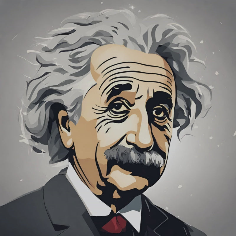 A video shows a mug with a gray mustache design, resembling Albert Einstein, from various angles and perspectives.